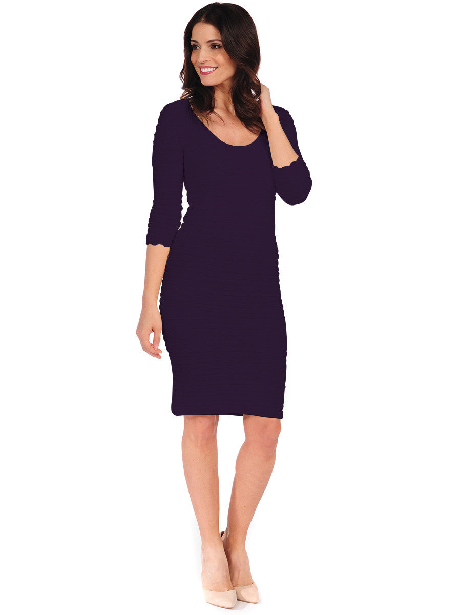 Tees By Tina Scoop Neck Crinkle Dress - Miracle Dress - Eggplant Tees By Tina Scoop Neck Crinkle Dress - Miracle Dress - Eggplant