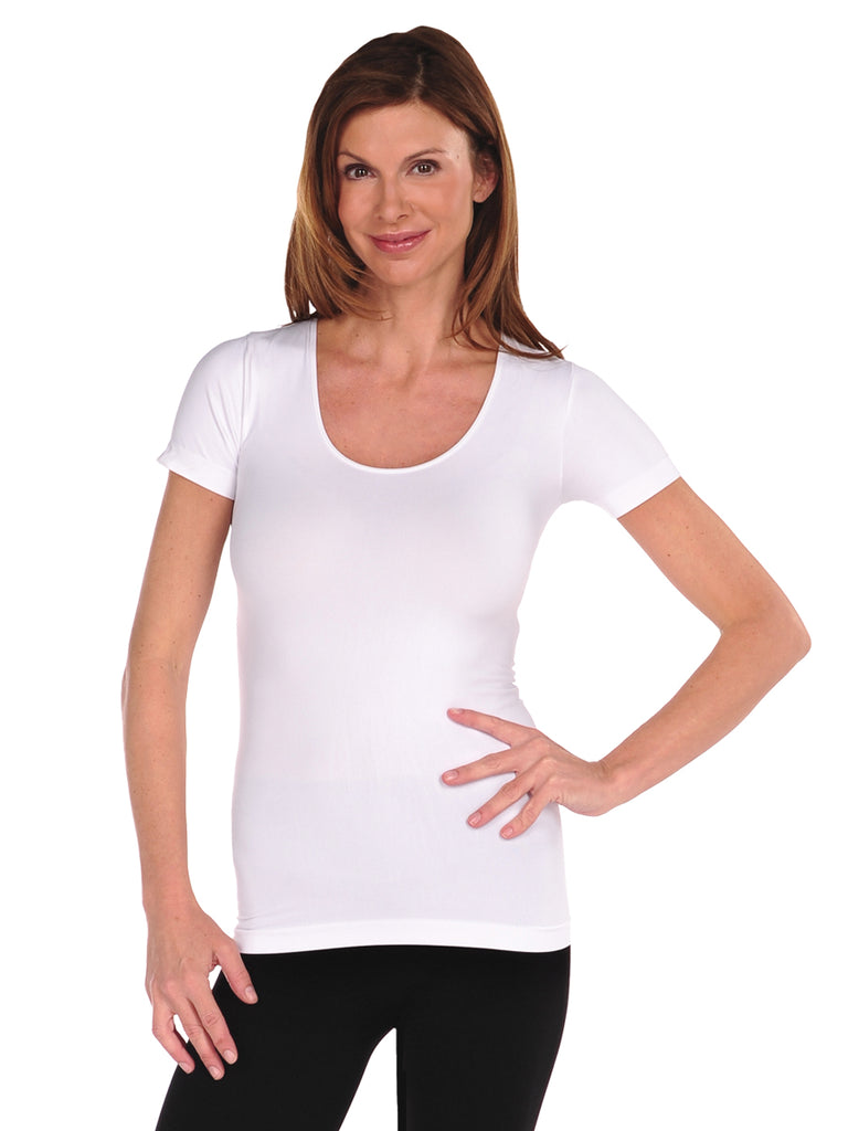 Women's Seamless Reversible V-Neck Short Sleeve Top - Wholesale