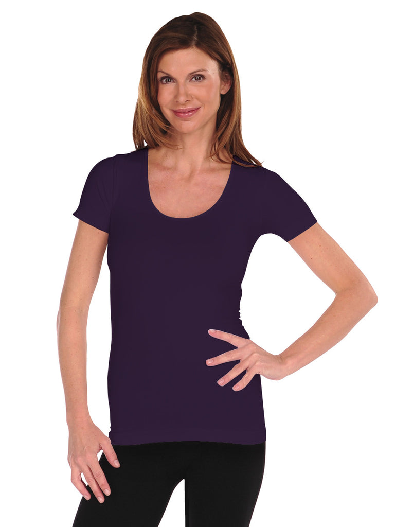 450SSU-143 Eggplant Short Sleeve U Neck
